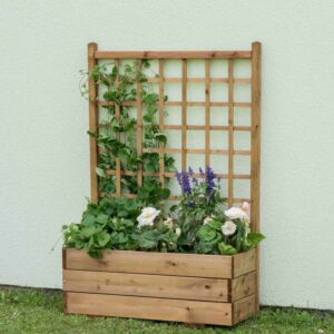 Fioriera con Grigliato in Legno, 80x32x120h - immagine 4