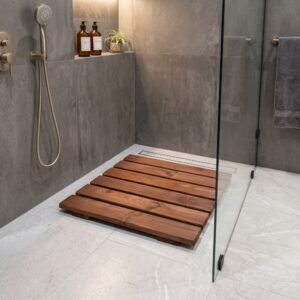 Pedana Doccia Antiscivolo in Legno Marrone