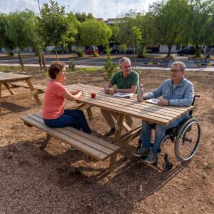 Tavolo Picnic Legno con Panche Integrate e Posto per Disabili