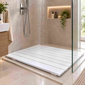 Pedana Doccia in Legno Bianca Antiscivolo Sunwood-main