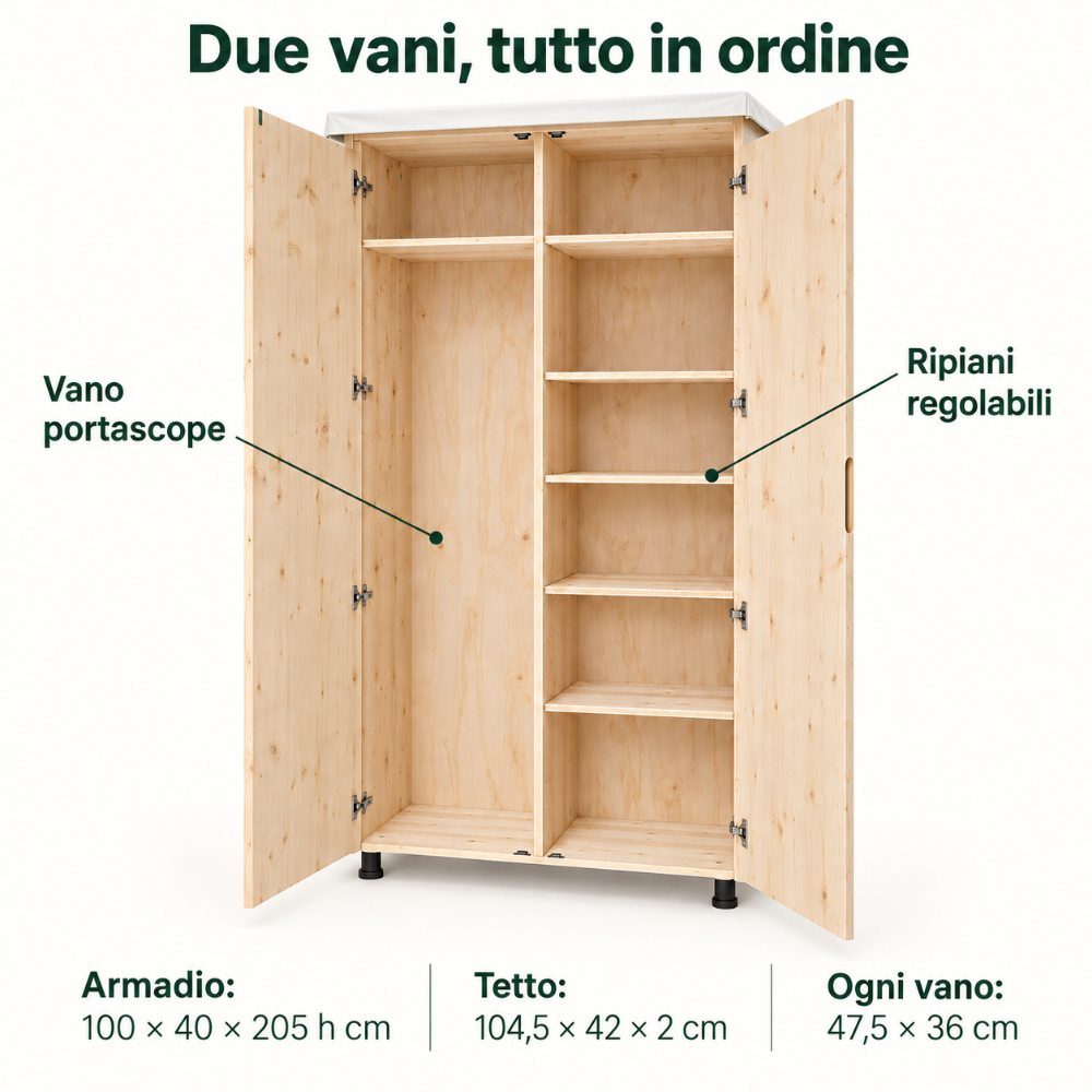 Armadio portascope in legno da esterno 100-40-205 cm (10)
