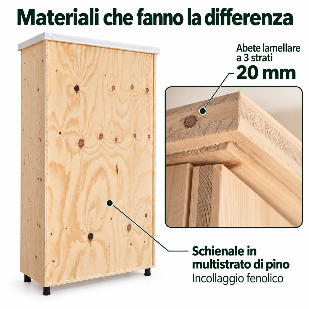 Armadio portascope in legno da esterno 100-40-205 cm (7)