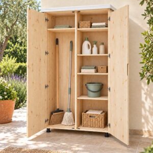 Armadio portascope in legno da esterno 100x40x205 cm