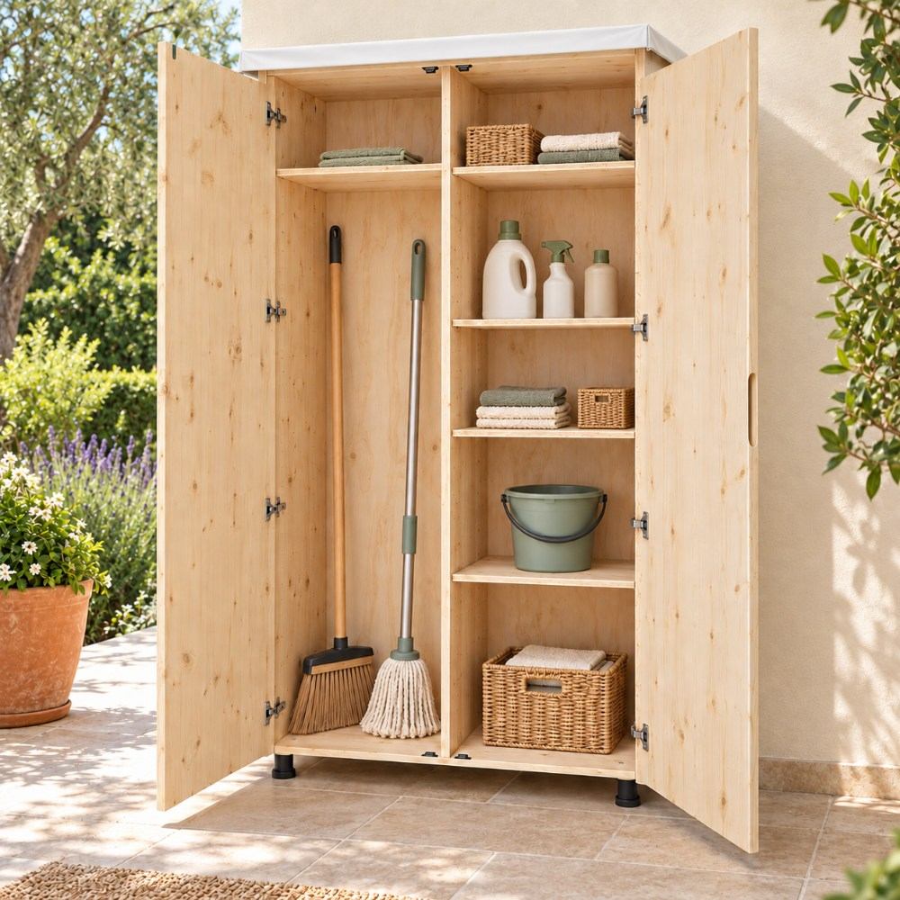 Armadio portascope in legno da esterno 100x40x205 cm